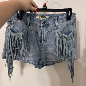 Blue Fringe Denim Nashville Shorts